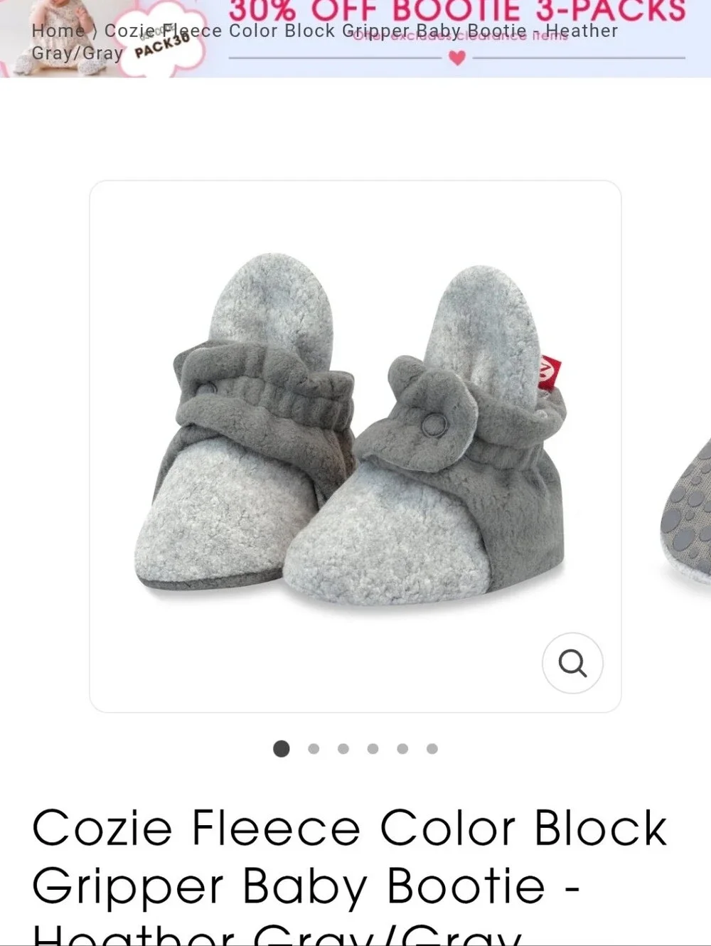 Zutano Cozie Fleece Color Block Gripper Baby Bootie (3month)